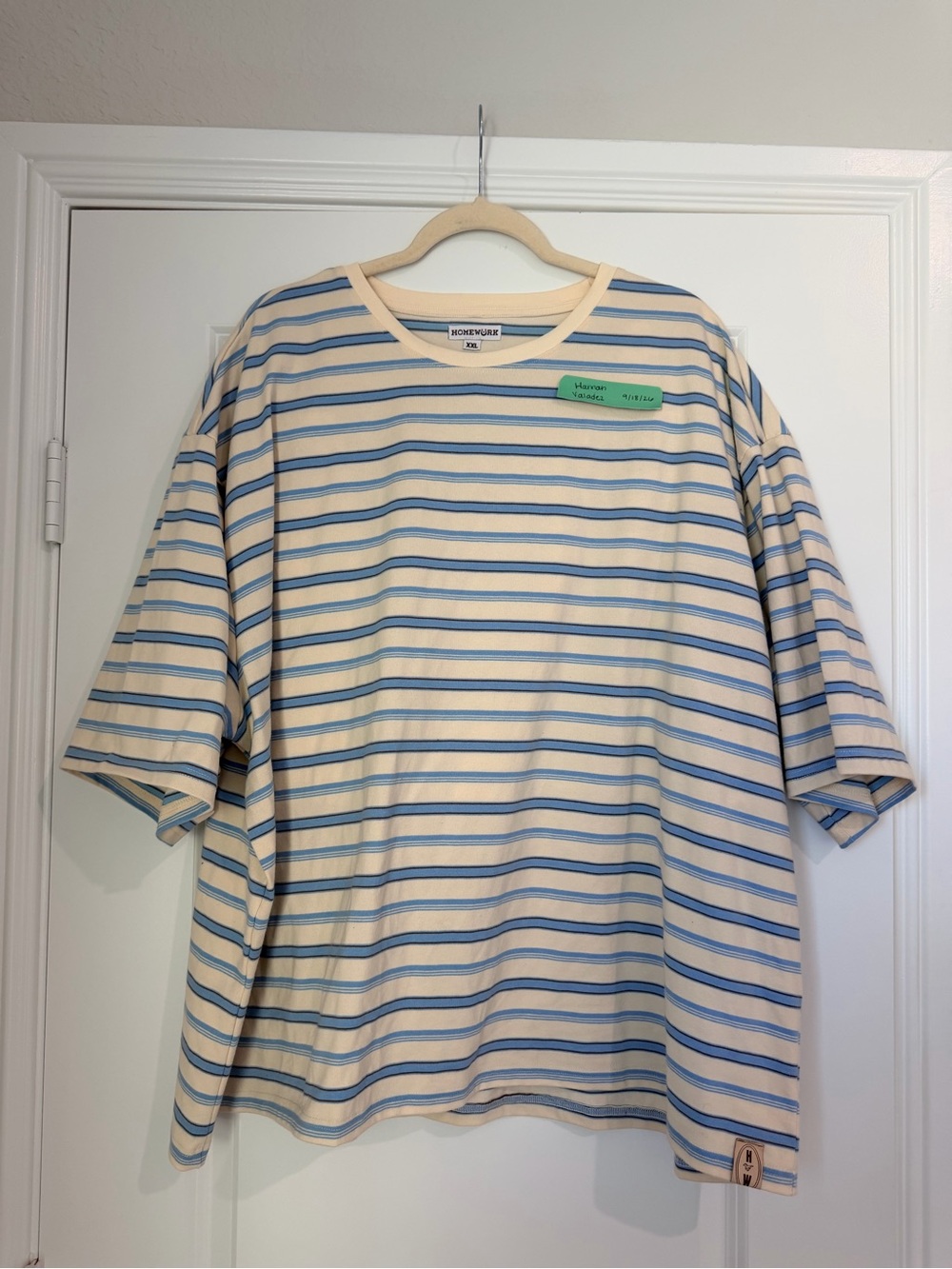 Norse Projects Oversized Cream & Light Blue Stripe Tee